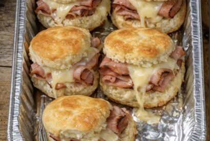 Thumbnail for Cheesy Ham Biscuit Sliders