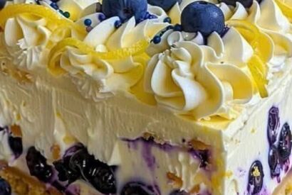 Thumbnail for No-Bake Sugar-Free Lemon Blueberry Cream Cake