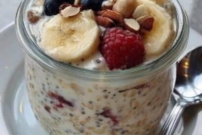 Thumbnail for Creamy Mixed Berry & Banana Overnight Oats